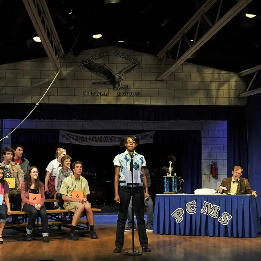 A stage scene from The 25th Annual Putnam County Spelling Bee