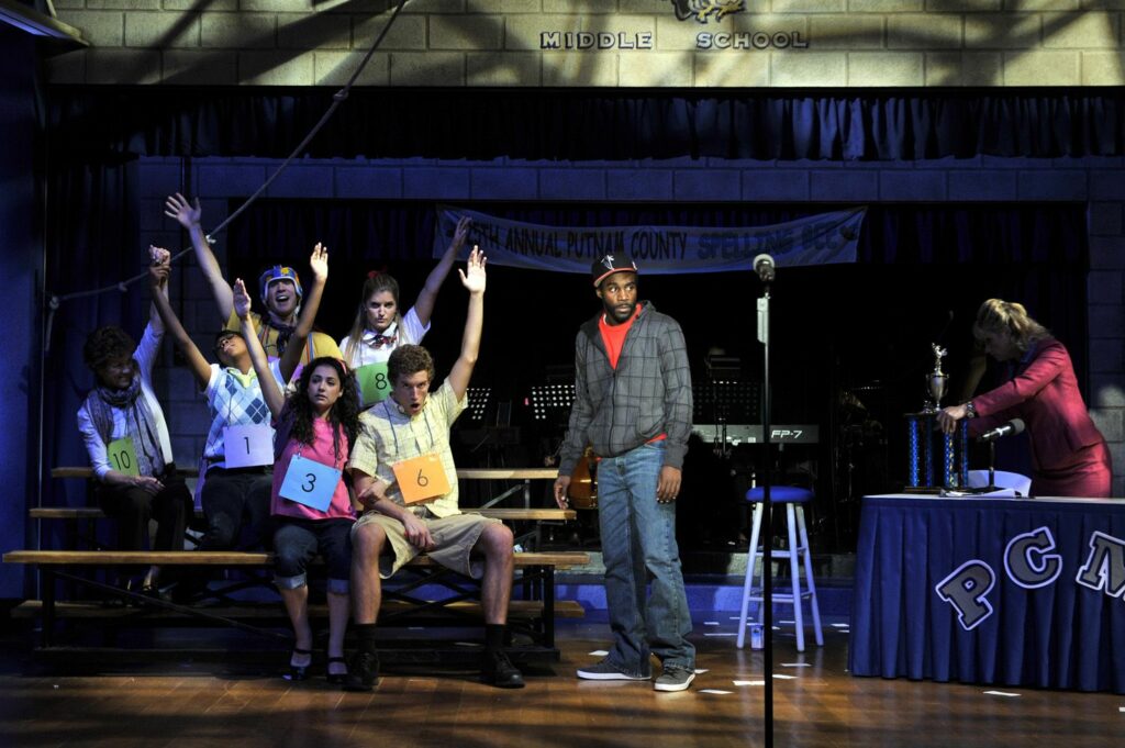 A stage scene from The 25th Annual Putnam County Spelling Bee 
