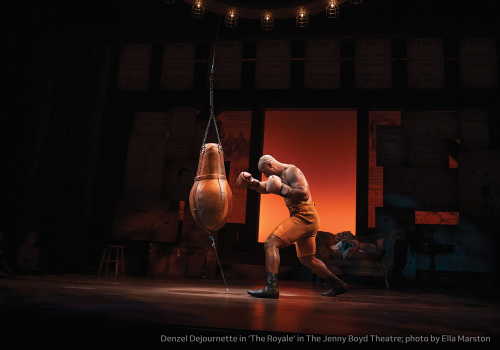 Denzel Dejournette, in ‘The Royale’ in The Jenny Boyd Theatre; photo by Ella Marston