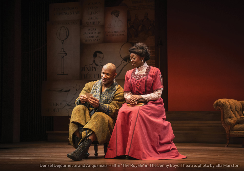 Denzel Dejournette and Anquanizia Hall in ‘The Royale’ in The Jenny Boyd Theatre; photo by Ella Marston
