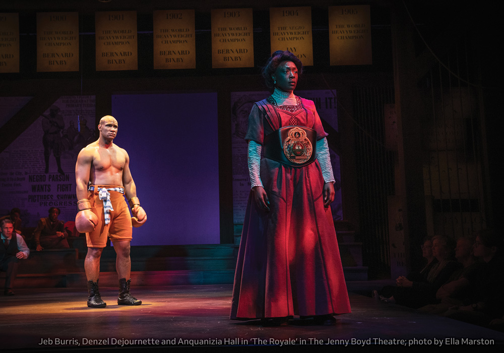 Jeb Burris, Denzel Dejournette and Anquanizia Hall in ‘The Royale’ in The Jenny Boyd Theatre; photo by Ella Marston
