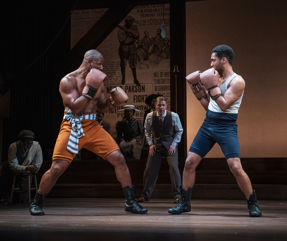 Kerwin Thompson, Denzel Dejournette, Jeb Burris and Keith Allen Davis, Jr. in ‘The Royale’ in The Jenny Boyd Theatre; photo by Ella Marston